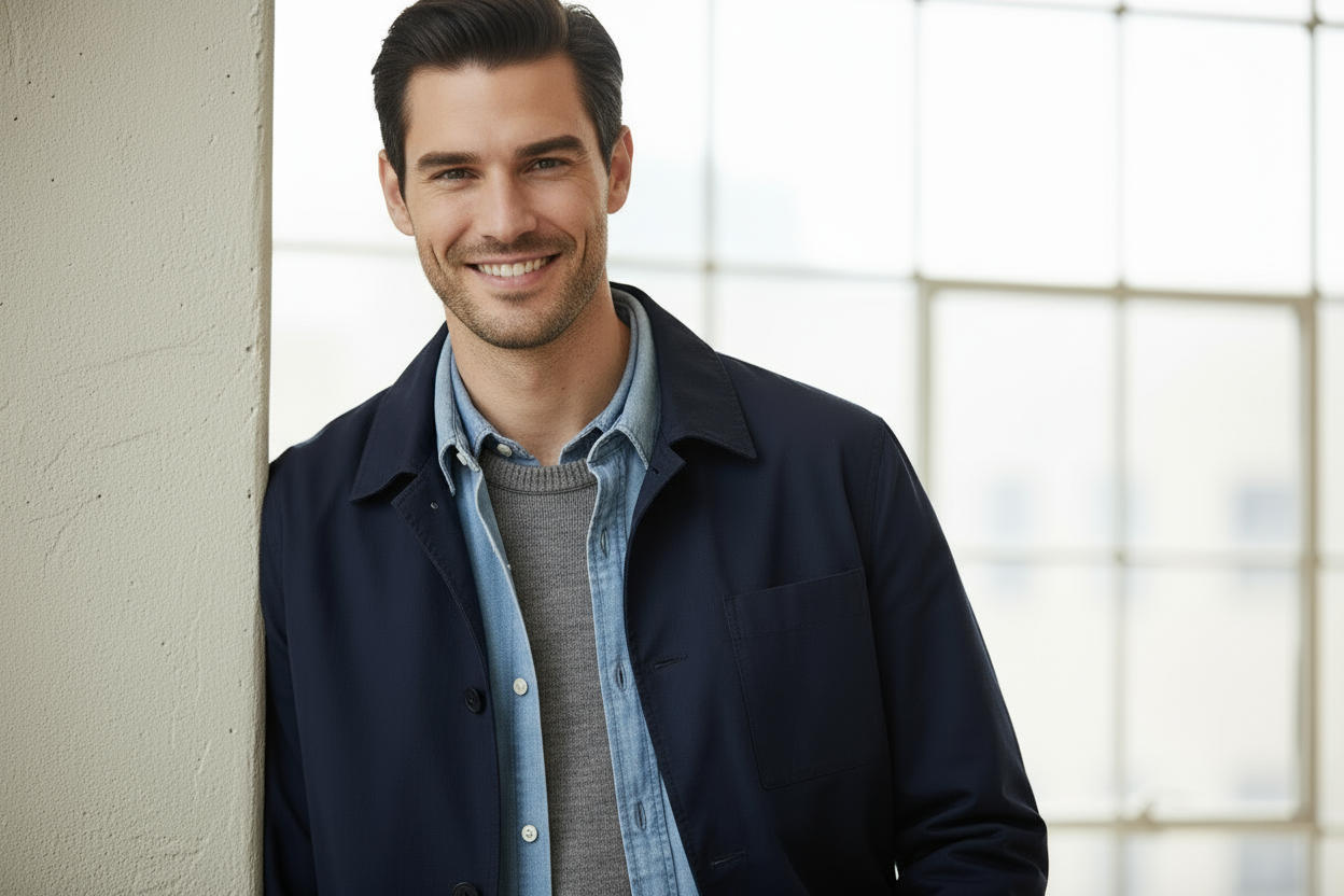 Close-up men's casual fashion hero image